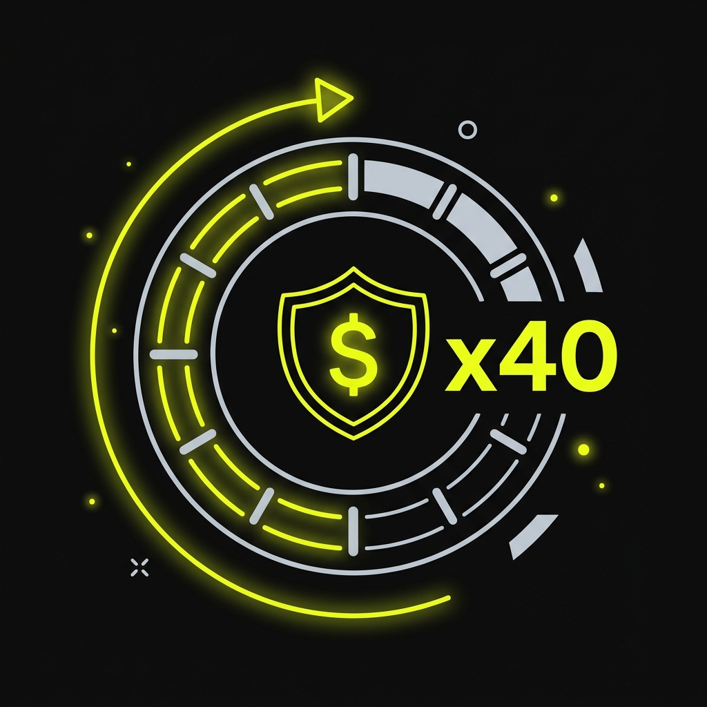 Wagering x40 requirement stopwatch dial illustration