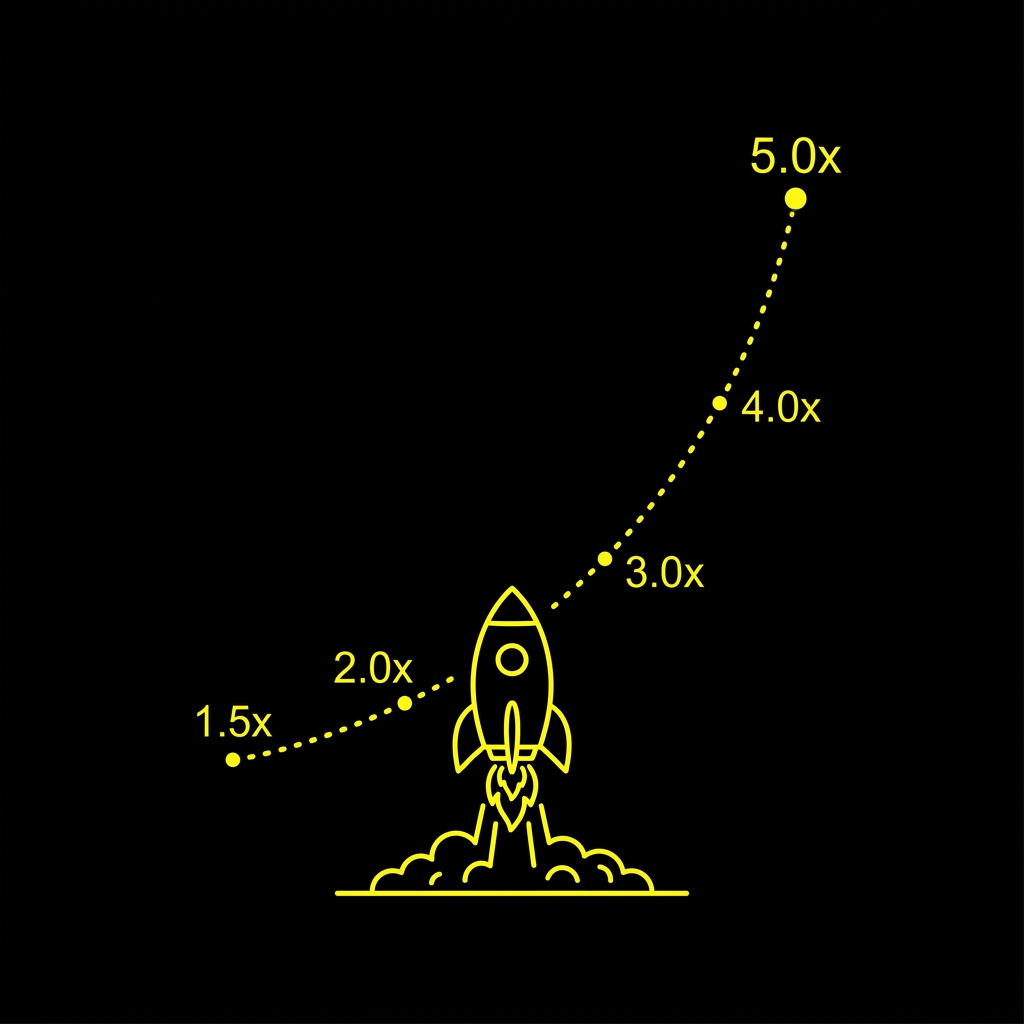 Instant crash jet flight multiplier curve illustration