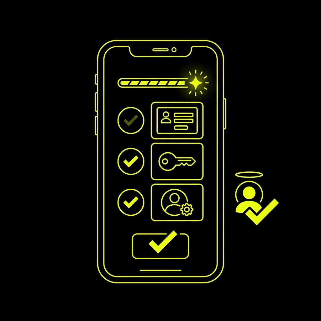 Mobile registration and app preview illustration
