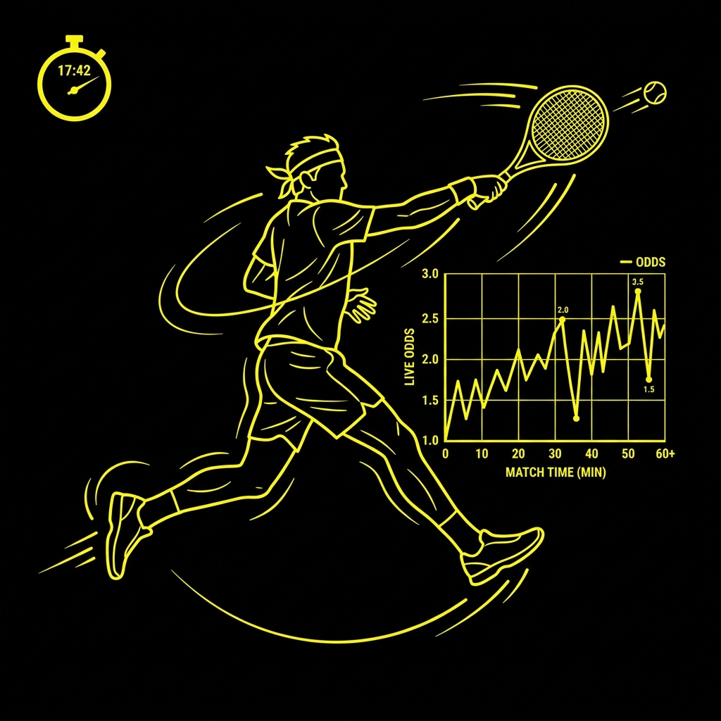 Live sports betting tennis player odds chart illustration