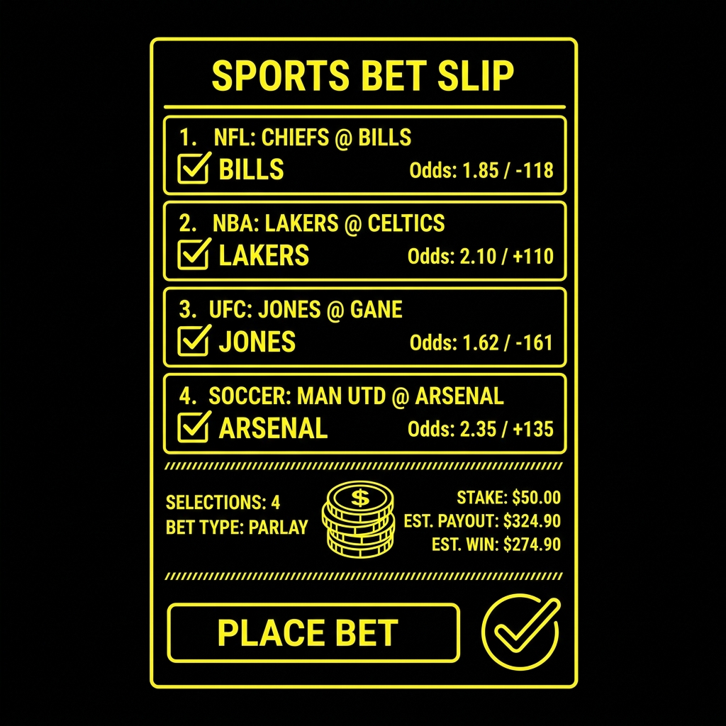 Sports bet slip and ticket illustration